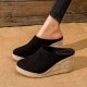 Pointed Toe Wedge Thick Bottom Toe Cap Women's Slippers