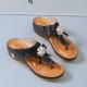 Women's Flower Wedge Heel Platform Flip Flops Plus Size Beach Slippers